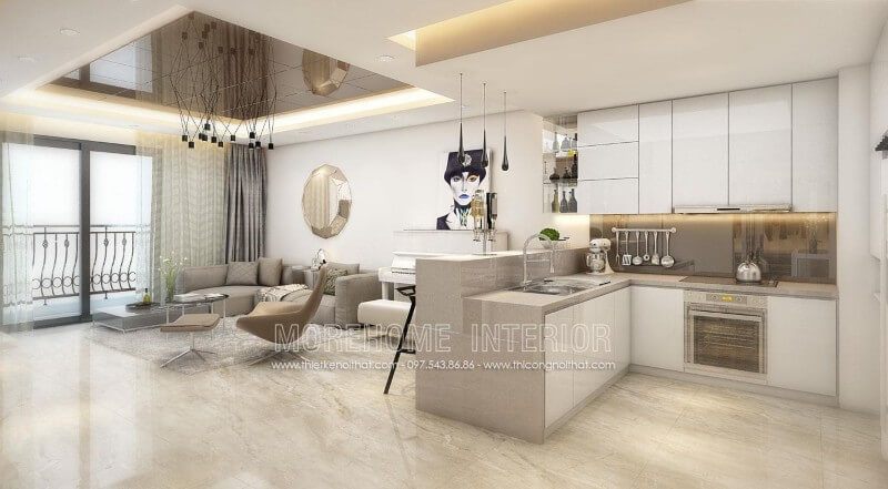 Mẫu tủ bếp gỗ chung cư đẹp